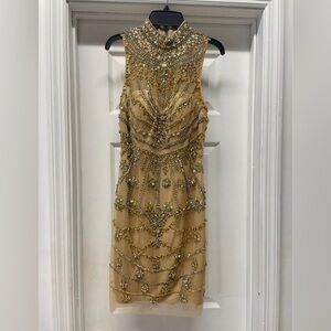 Sherri Hill Gold Embellished Cocktail Dress